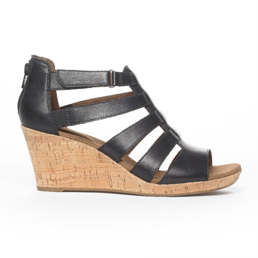 Sandália Gladiador Rockport Briah Couro Preto