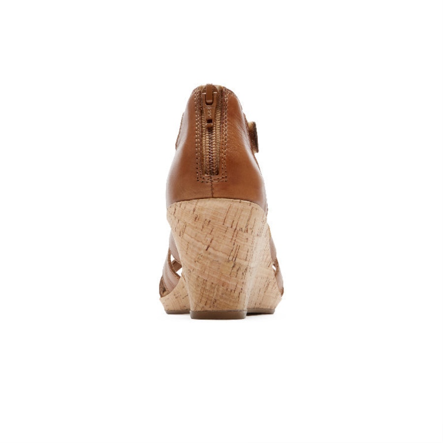 Sandália Rockport Briah Gladiator Couro Castanho Escuro