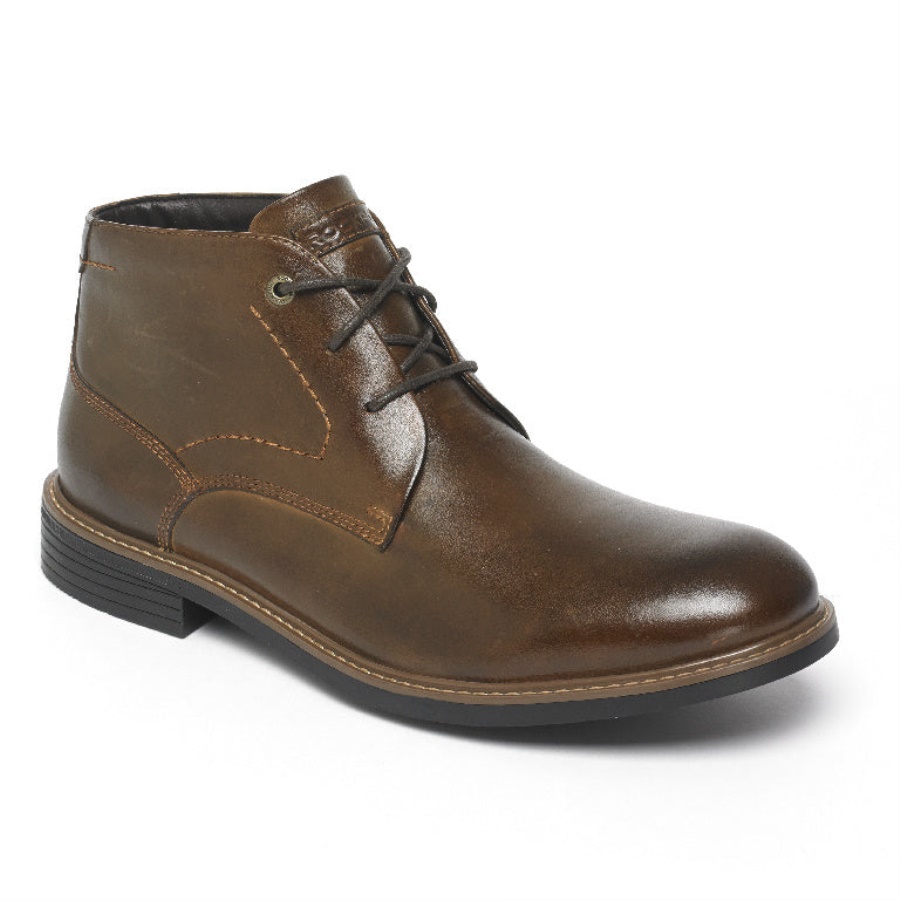 Rockport Classic Break Chukka Couro Marrom Escuro