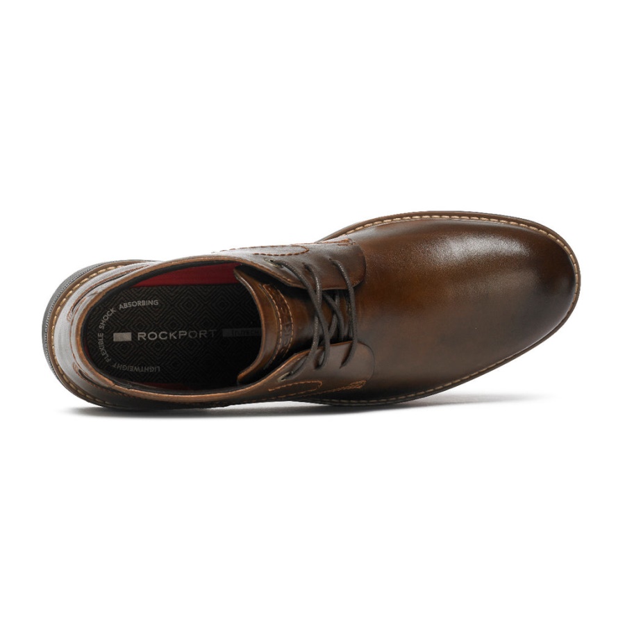 Rockport Classic Break Chukka Couro Marrom Escuro