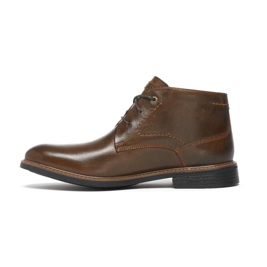 Rockport Classic Break Chukka Couro Marrom Escuro
