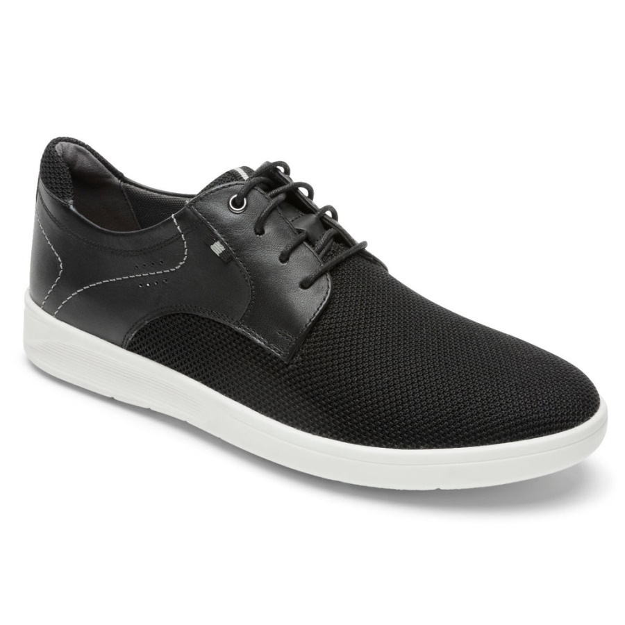 Rockport Caldwell Bico Liso Oxford Couro De Malha Preta Masculino