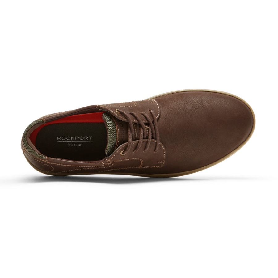 Rockport Caldwell Bico Liso Oxford Java Couro Masculino Rockport