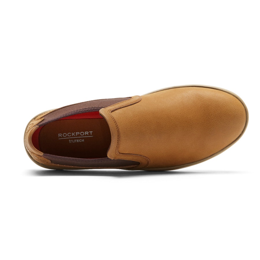 Caldwell Caldwell Twin Gore Slip-On Desert Couro Rockport Masculino