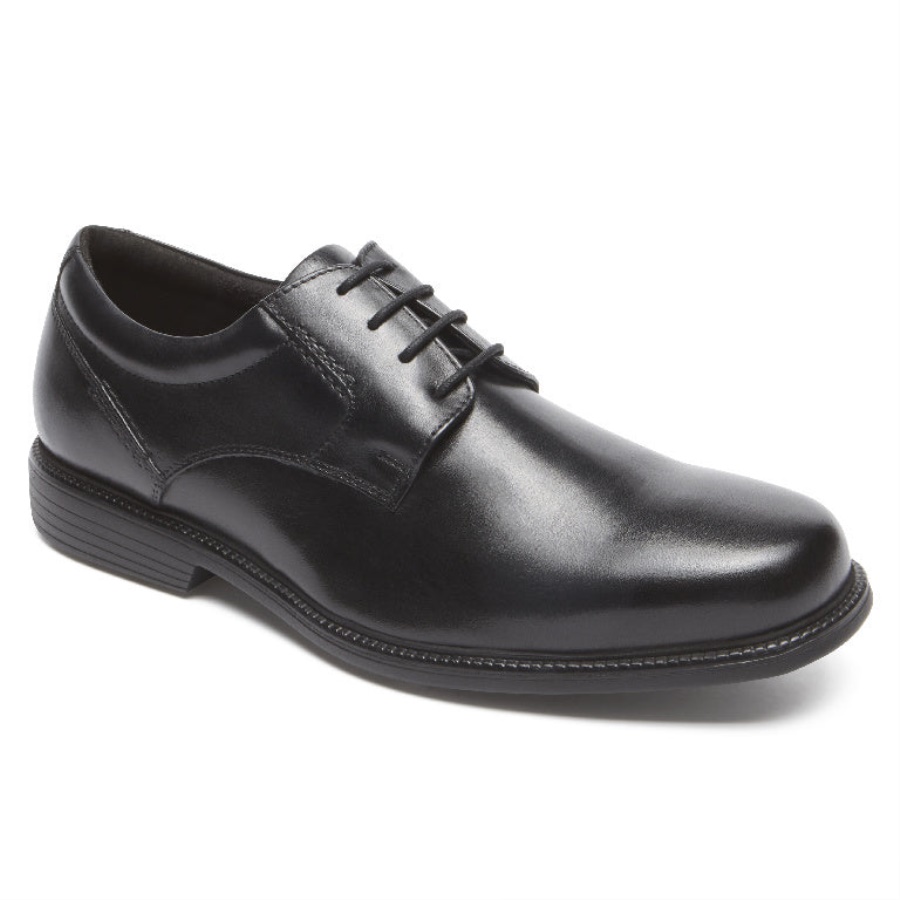 Rockport Masculino Charles Road Dedo Liso Oxford Preto