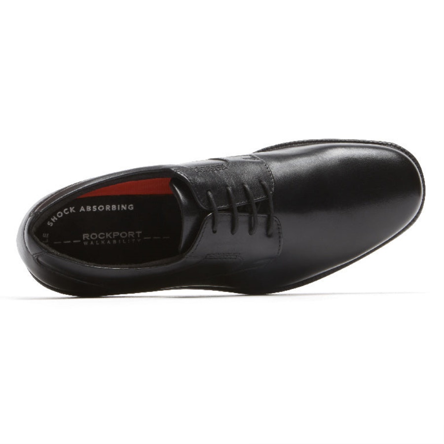 Rockport Masculino Charles Road Dedo Liso Oxford Preto