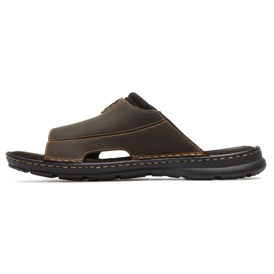 Sandália Masculina Rockport Darwyn 2 Slide Marrom Ii Lea