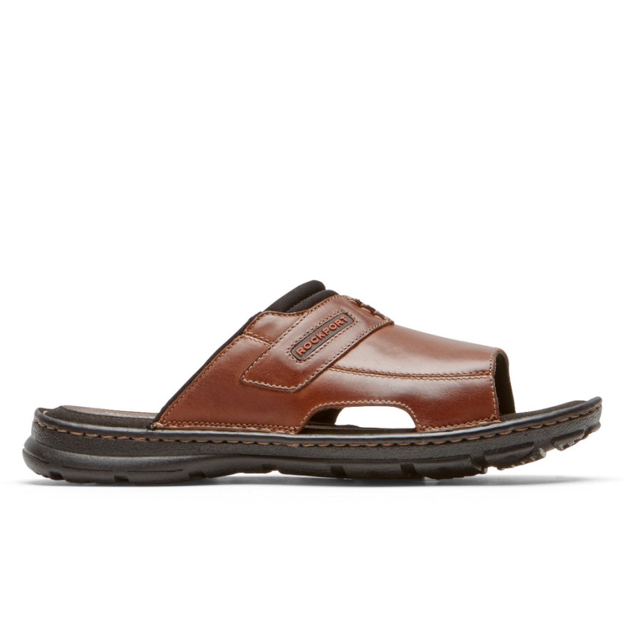 Sandália Masculina Rockport Darwyn 2 Slide Treinador Marrom