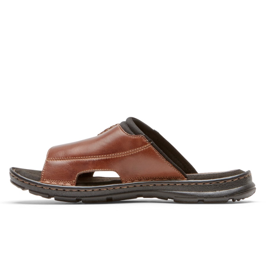 Sandália Masculina Rockport Darwyn 2 Slide Treinador Marrom