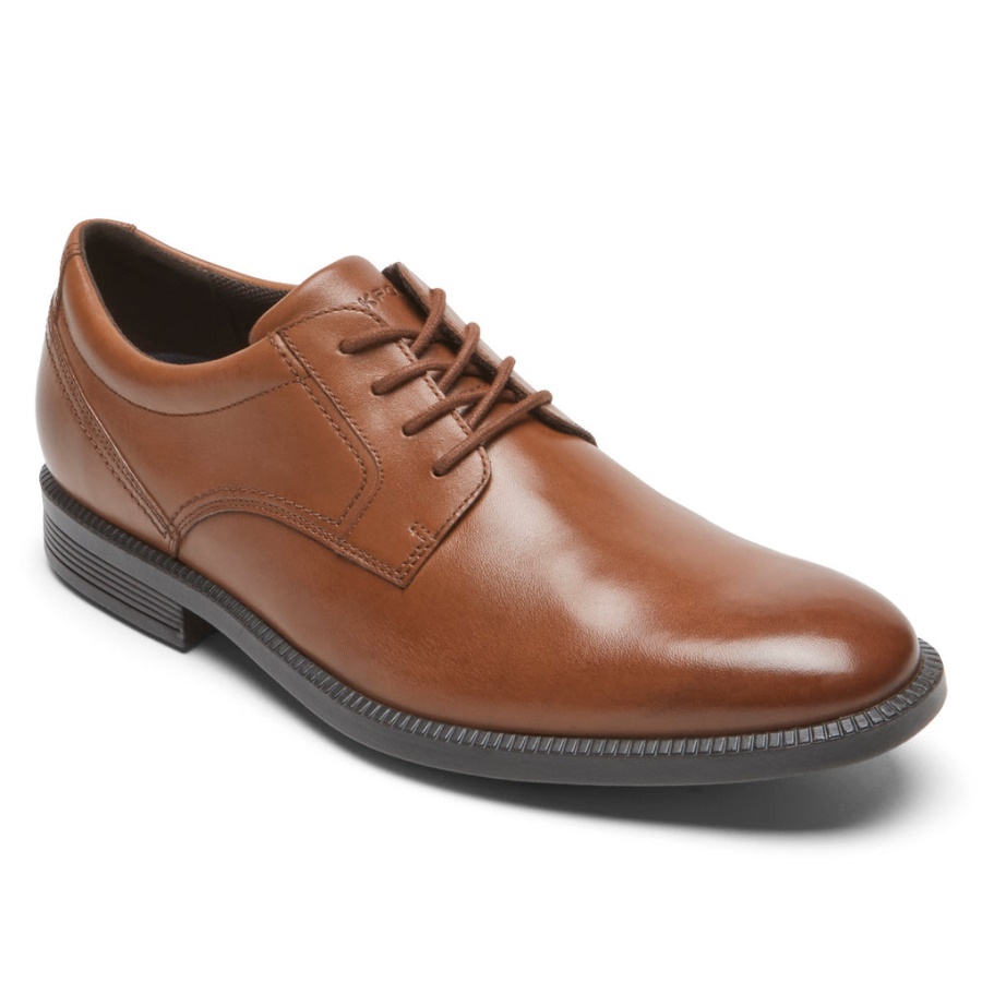 Rockport Dressports Masculino Escritório Toe Liso Oxford Conhaque