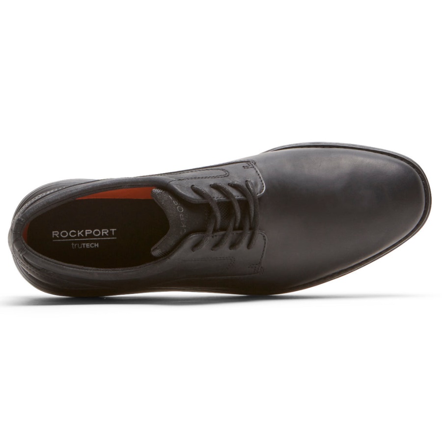 Rockport Masculino Garett Bico Liso Oxford Couro Preto