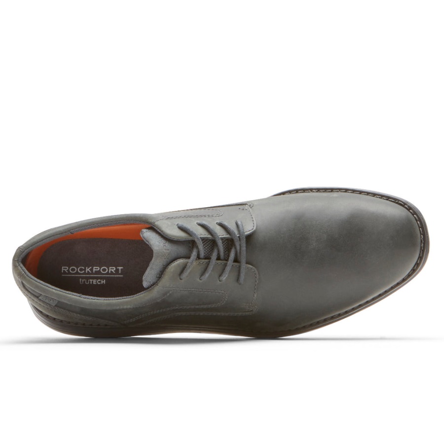 Rockport Masculino Garett Bico Liso Oxford Couro Sombra Escuro