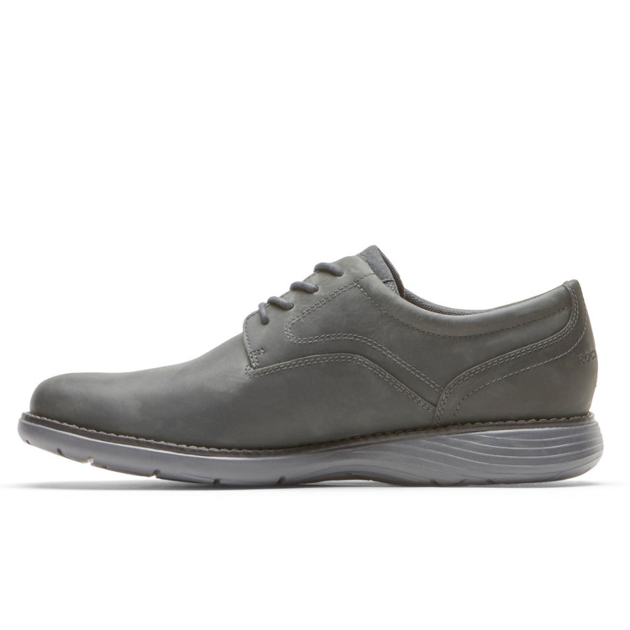 Rockport Masculino Garett Bico Liso Oxford Couro Sombra Escuro