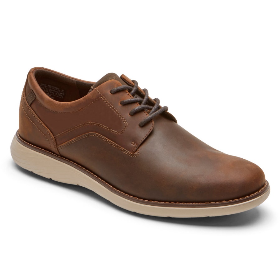 Rockport Masculino Garett Bico Liso Oxford New Tan Lea