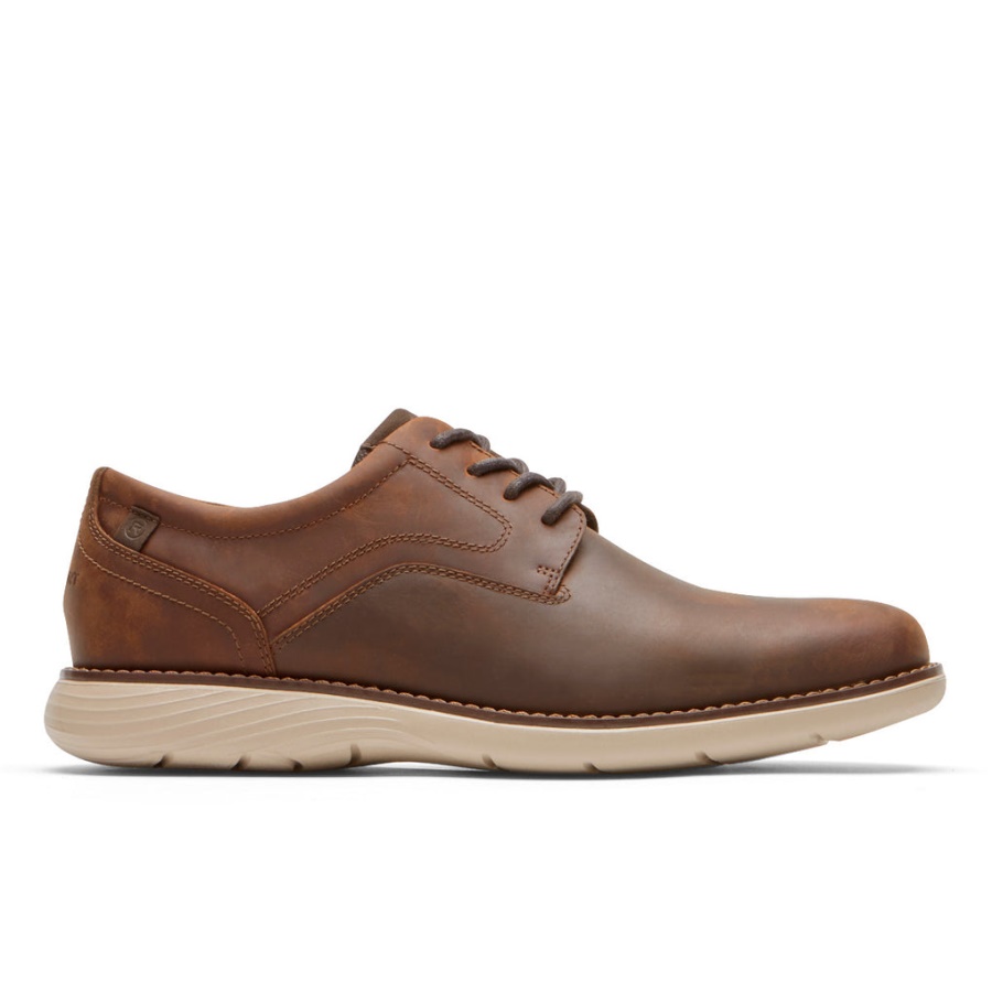 Rockport Masculino Garett Bico Liso Oxford New Tan Lea