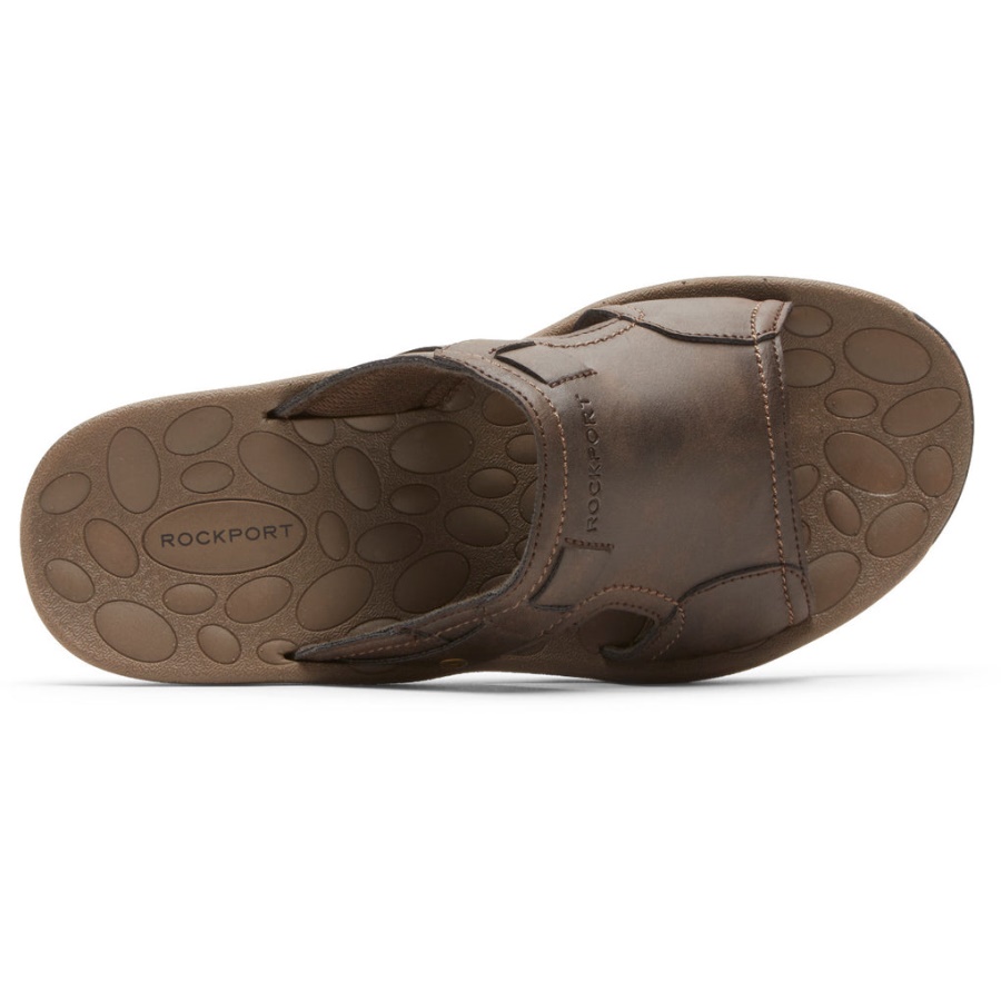Sandália Masculina Rockport Hayes Slide Marrom