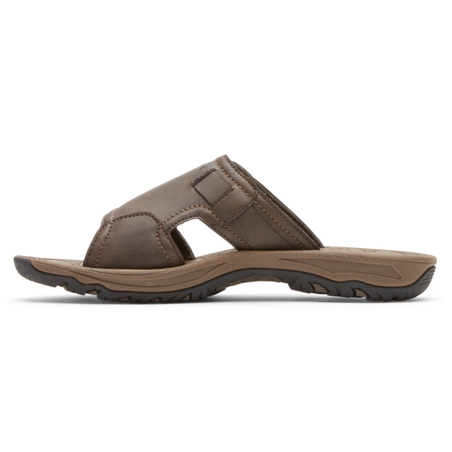 Sandália Masculina Rockport Hayes Slide Marrom