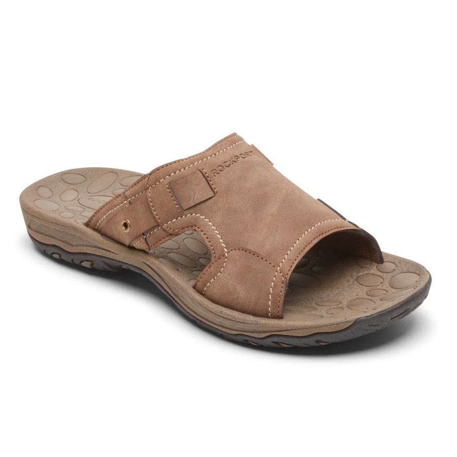 Sandália Masculina Rockport Hayes Slide Taupe