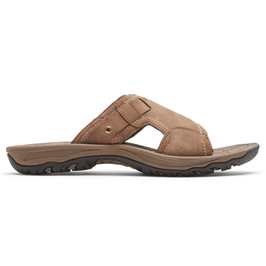 Sandália Masculina Rockport Hayes Slide Taupe