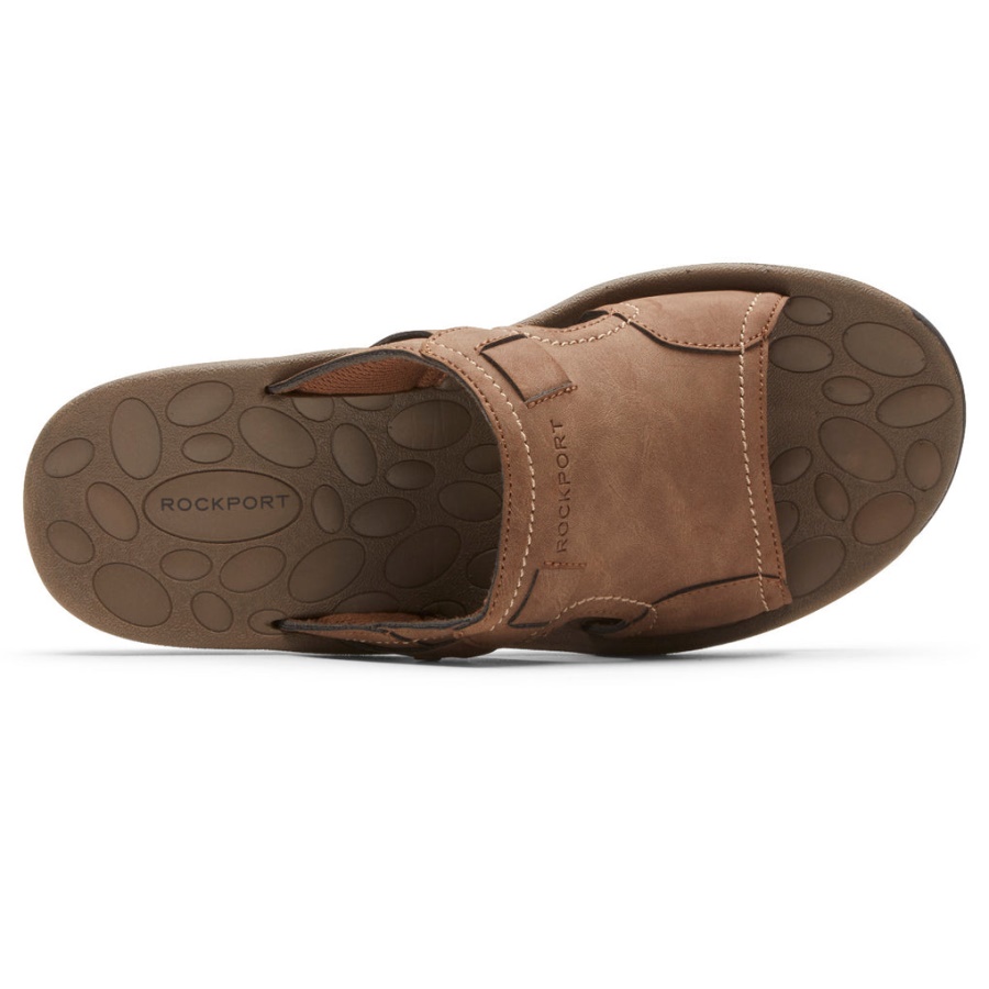 Sandália Masculina Rockport Hayes Slide Taupe
