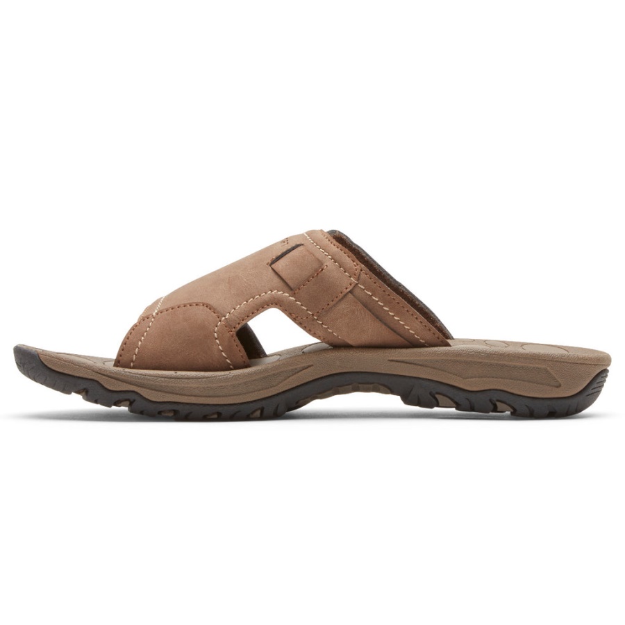 Sandália Masculina Rockport Hayes Slide Taupe