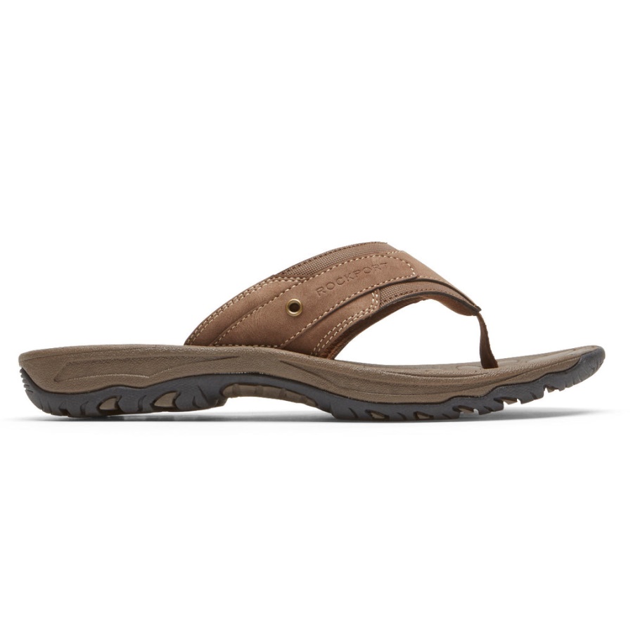 Rockport Hayes Tanga Sandália Tan Masculino