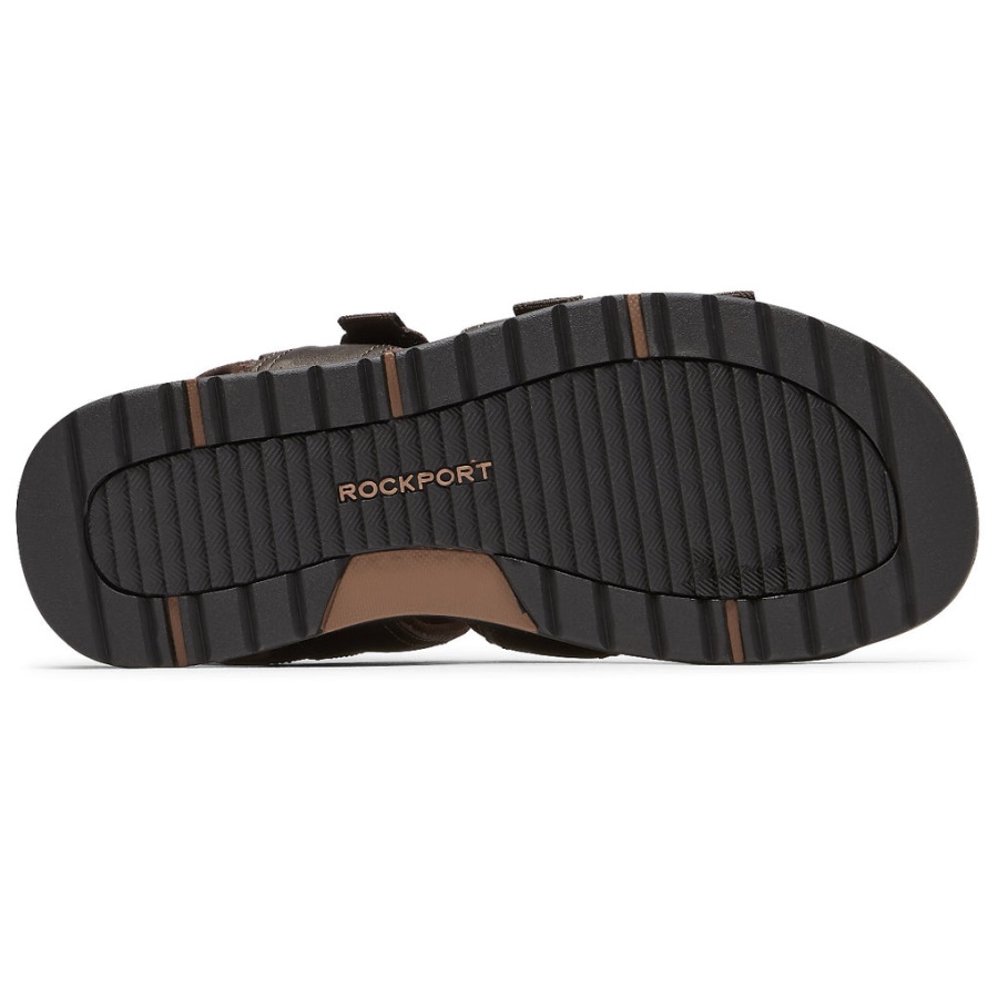 Vestido Lucky Bay Masculino Rockport Sandália 3 Bandas Marrom