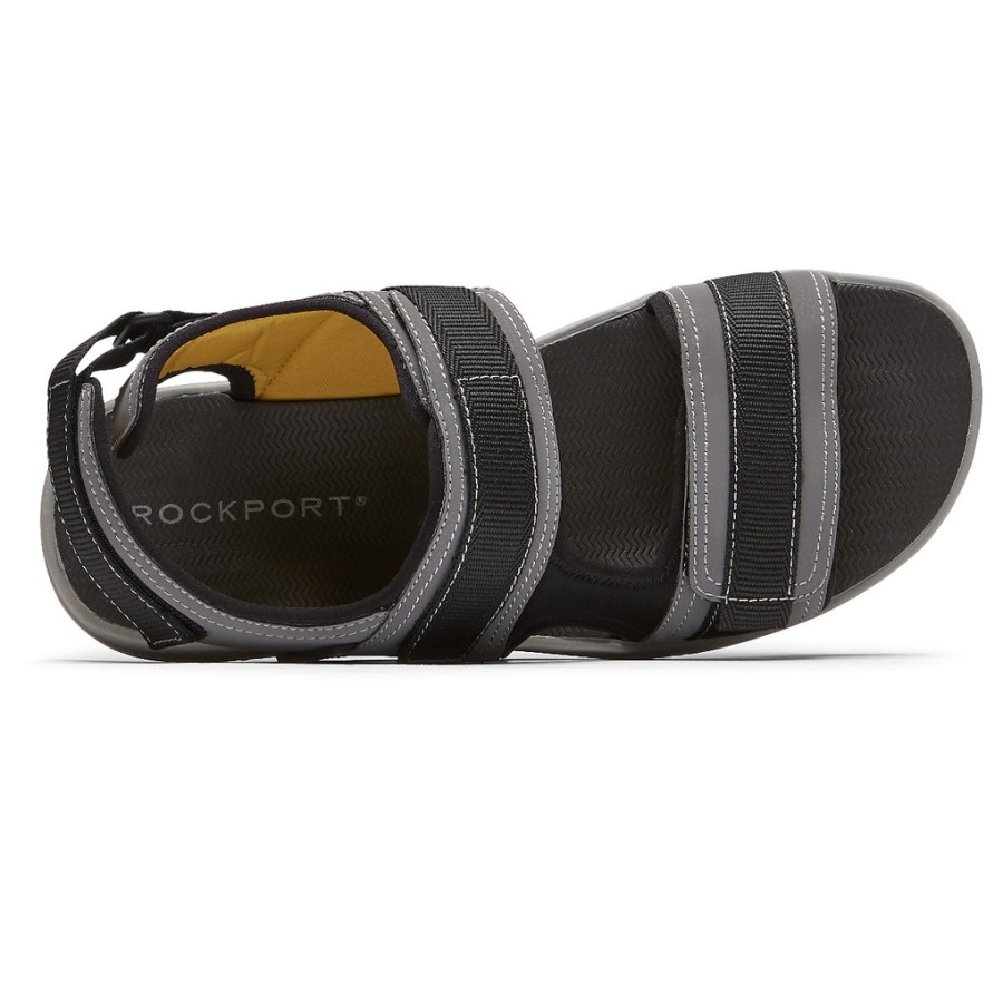 Sandália Masculina Lucky Bay Sport 3 Tiras Cinza Rockport