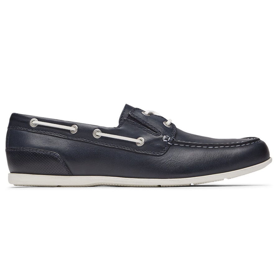 Rockport Masculino Malcom Camp Boat Sapato Novo Vestido Azul