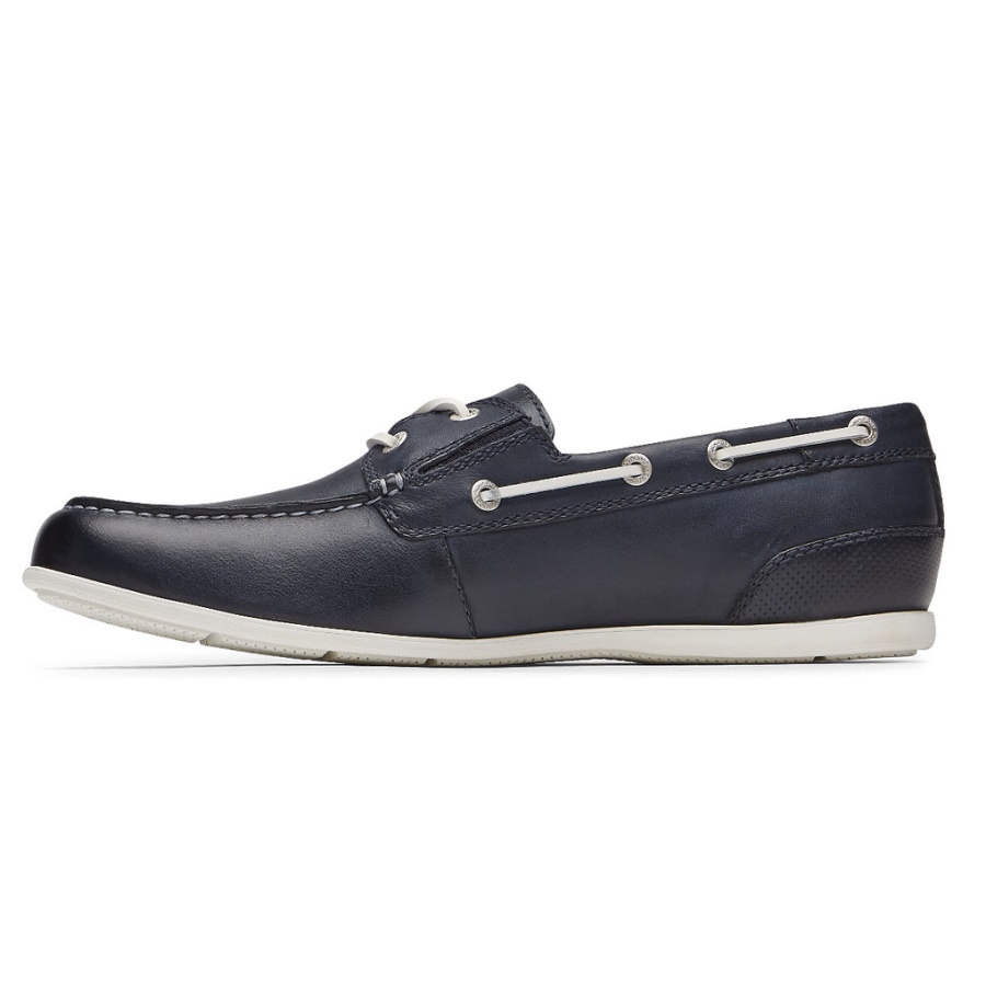 Rockport Masculino Malcom Camp Boat Sapato Novo Vestido Azul