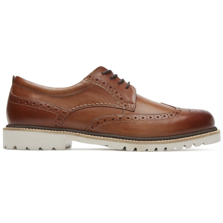 Couro Conhaque Marshall Masculino Rockport Wingtip