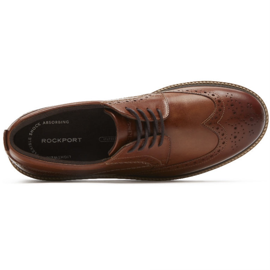Couro Conhaque Marshall Masculino Rockport Wingtip