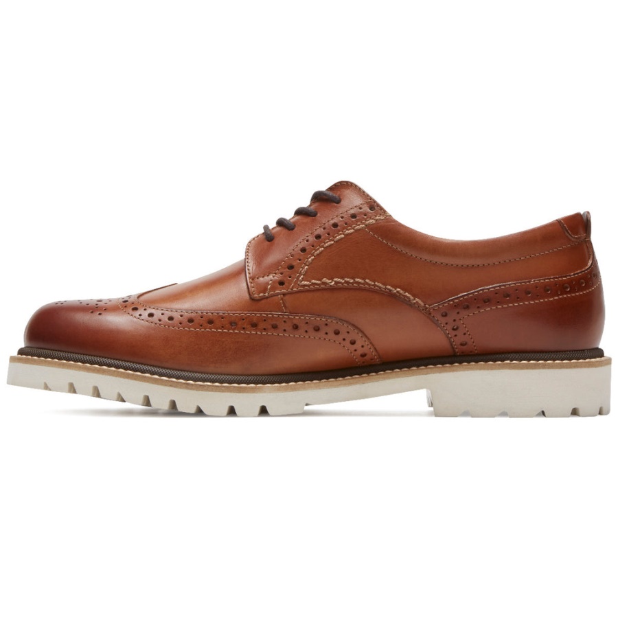 Couro Conhaque Marshall Masculino Rockport Wingtip