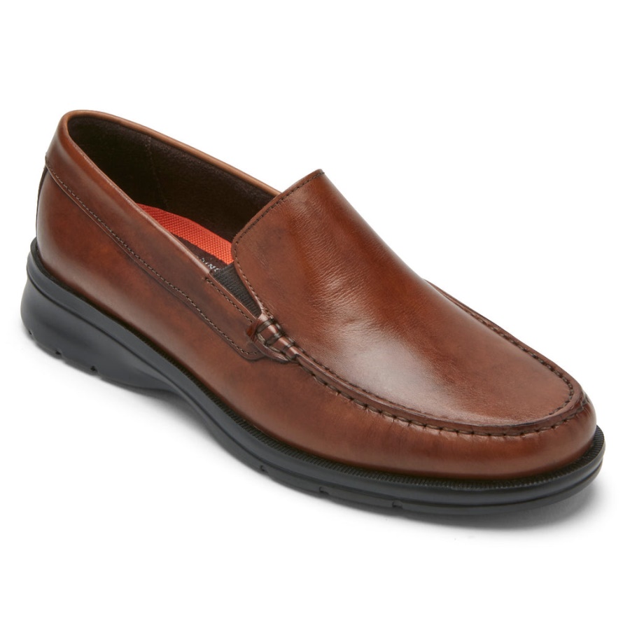 Mocassim Masculino Veneziano Rockport Palmer Conhaque Antigo