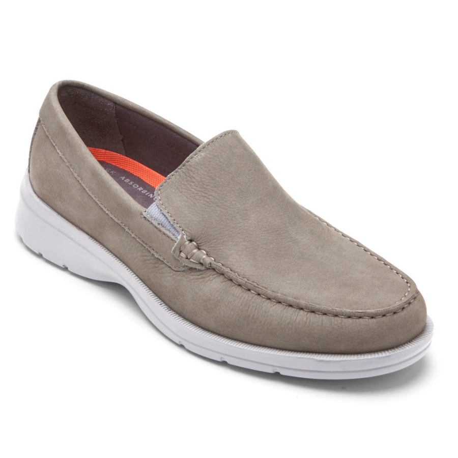 Mocassim Masculino Veneziano Rockport Palmer Cinza Nubuck