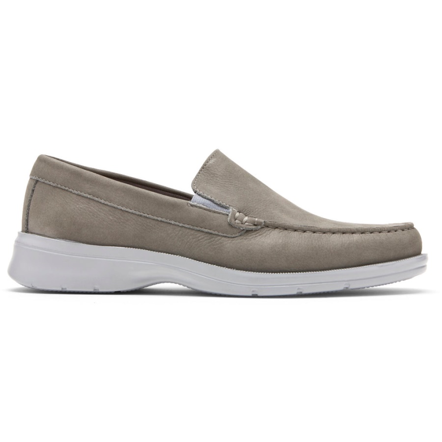 Mocassim Masculino Veneziano Rockport Palmer Cinza Nubuck