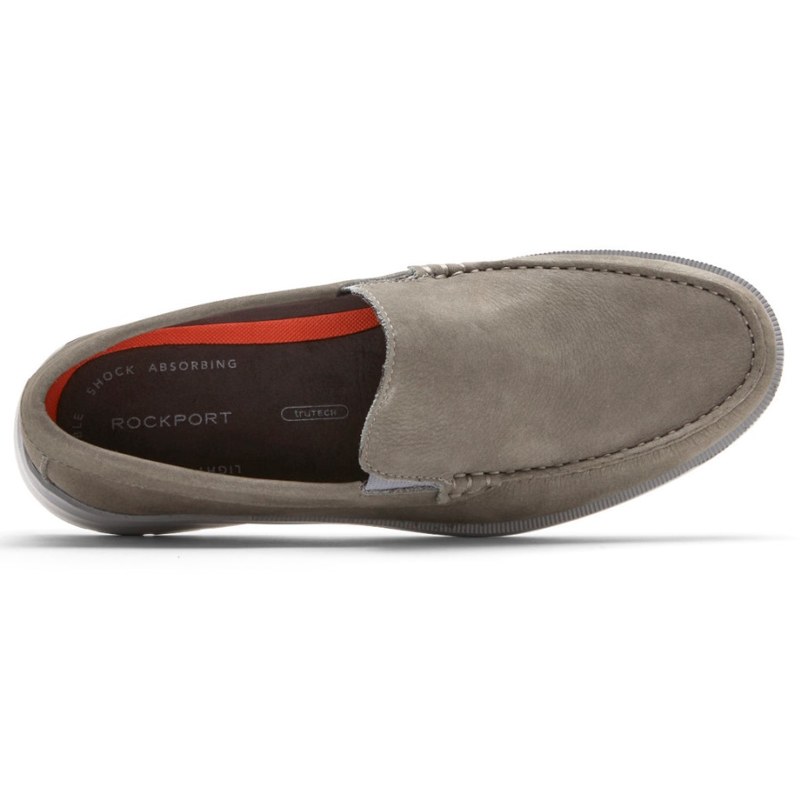 Mocassim Masculino Veneziano Rockport Palmer Cinza Nubuck