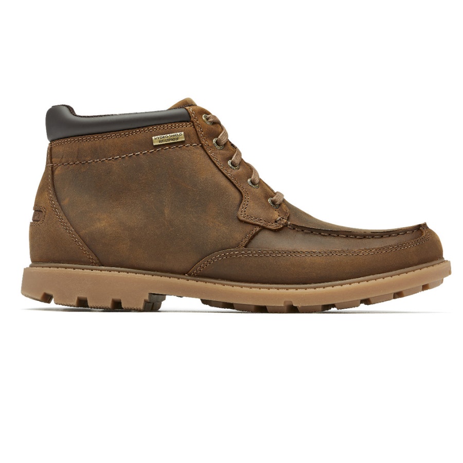 Bota Moc Impermeável Masculina Rockport Patten Boston Tan Couro