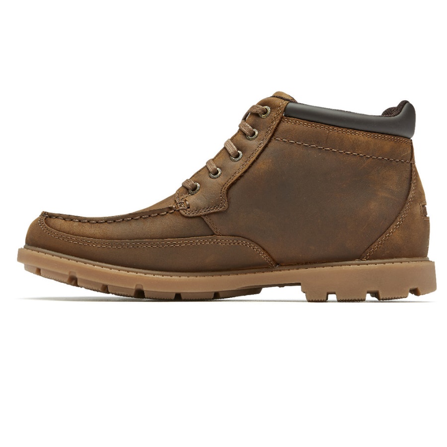 Bota Moc Impermeável Masculina Rockport Patten Boston Tan Couro