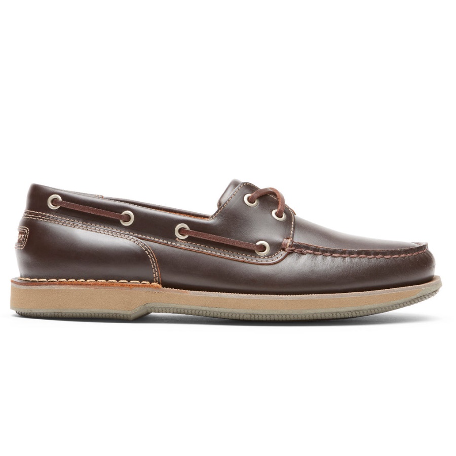 Sapato Perth Boat Masculino Rockport Cera De Abelha Marrom Escuro L