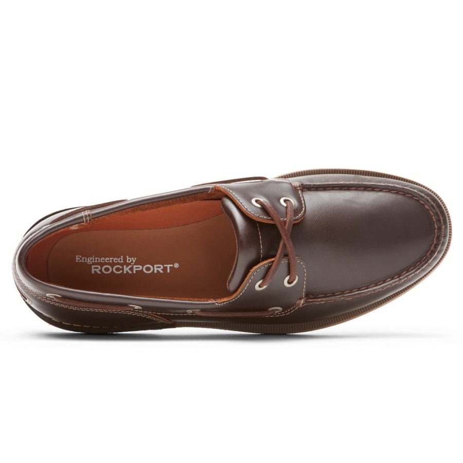 Sapato Perth Boat Masculino Rockport Cera De Abelha Marrom Escuro L