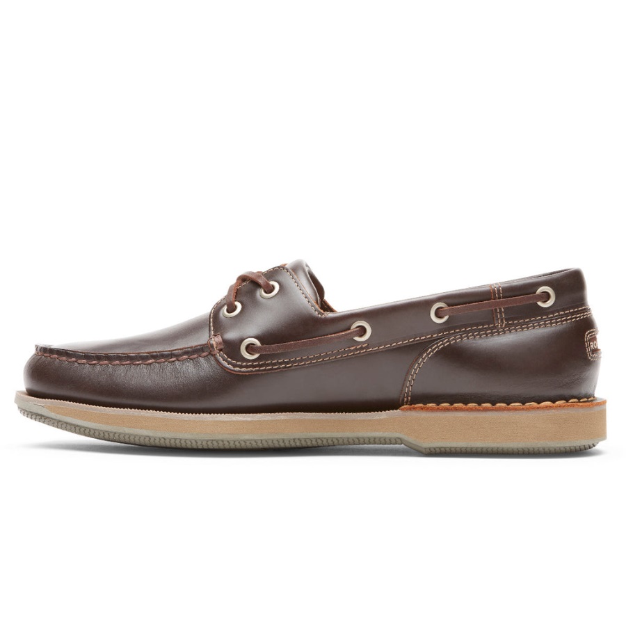 Sapato Perth Boat Masculino Rockport Cera De Abelha Marrom Escuro L