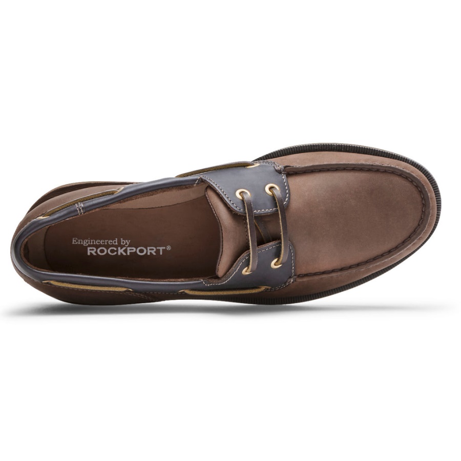 Rockport Masculino Perth Boat Sapato Casca De Chocolate