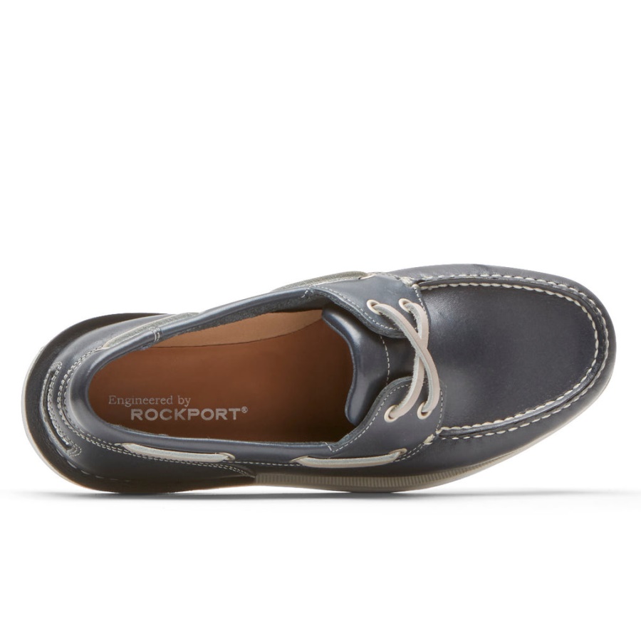Sapato De Barco Perth Boat Para Homem Rockport Couro Marinho