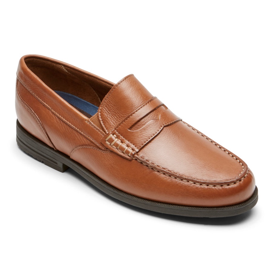 Mocassim Masculino Rockport Preston Penny Loafer Bronzeado