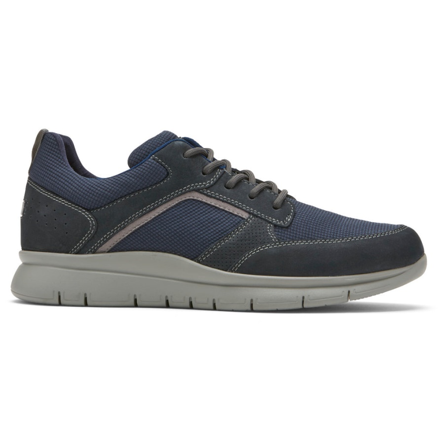 Tênis De Guarda-lamas Casual Masculino Do Horário Nobre Rockport Couro De Malha Marinho