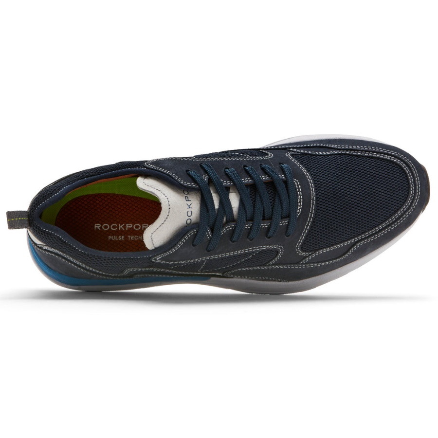 Tênis Masculino Rockport Pulsetech Sport Ubal Malha Nobuck Azul Marinho