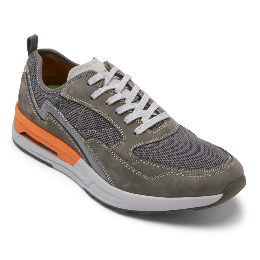 Tênis Masculino Rockport Pulsetech Sport Ubal Malha De Nobuck Cinza De Aço