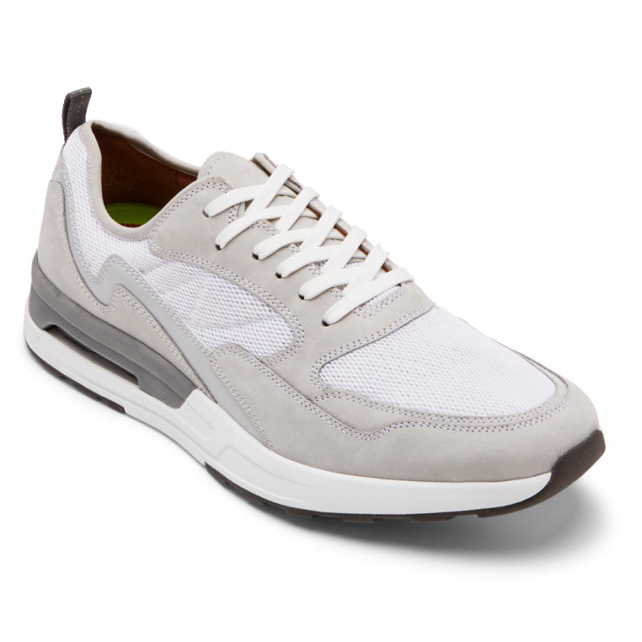 Sapatilha Ubal Esportiva Masculina Rockport Pulsetech Malha De Couro Branco