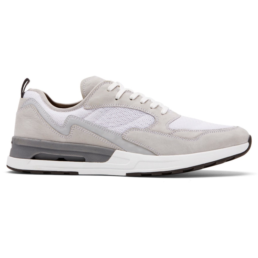 Sapatilha Ubal Esportiva Masculina Rockport Pulsetech Malha De Couro Branco
